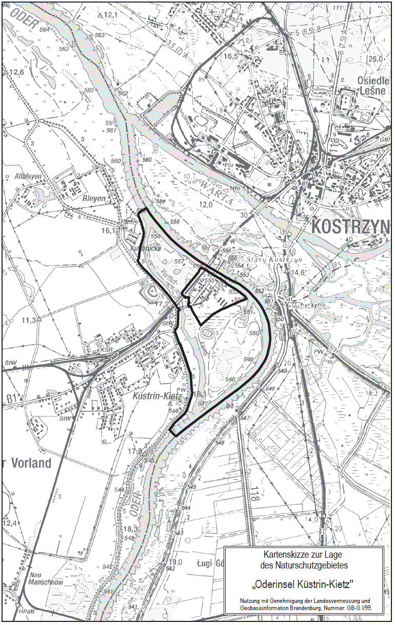 Das rund 213 Hektar große Naturschutzgebiet "Oderinsel Küstrin-Kietz" liegt in der Gemeinde Küstriner Vorland (Landkreis Märkisch-Oderland). Es umfasst Teile der Gemarkung Küstrin-Kietz und liegt in unmittelbarer Nähe östlich der Ortslage Küstrin-Kietz.