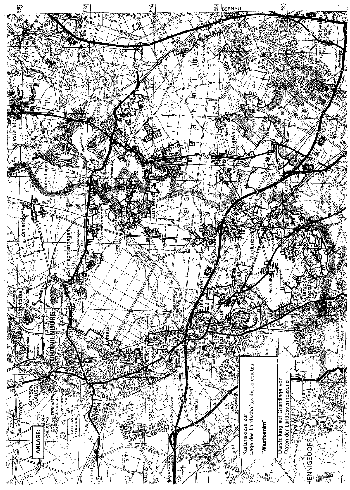 Kartenskizze zur Lage des Landschaftsschutzgebietes "Westbarnim"