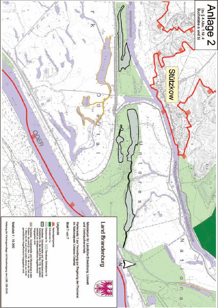 Anlage 2: Kartensatz 1 zur Verordnung zur Regelung der Fischerei im Nationalpark „Unteres Odertal“ zu § 4 Abs. 1 Nr. 4 Buchstabe a und b (Blatt 7)