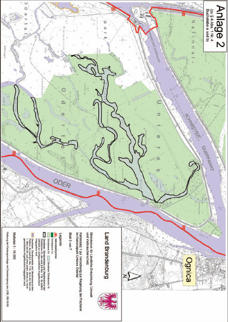 Anlage 2: Kartensatz 1 zur Verordnung zur Regelung der Fischerei im Nationalpark „Unteres Odertal“ zu § 4 Abs. 1 Nr. 4 Buchstabe a und b (Blatt 3)