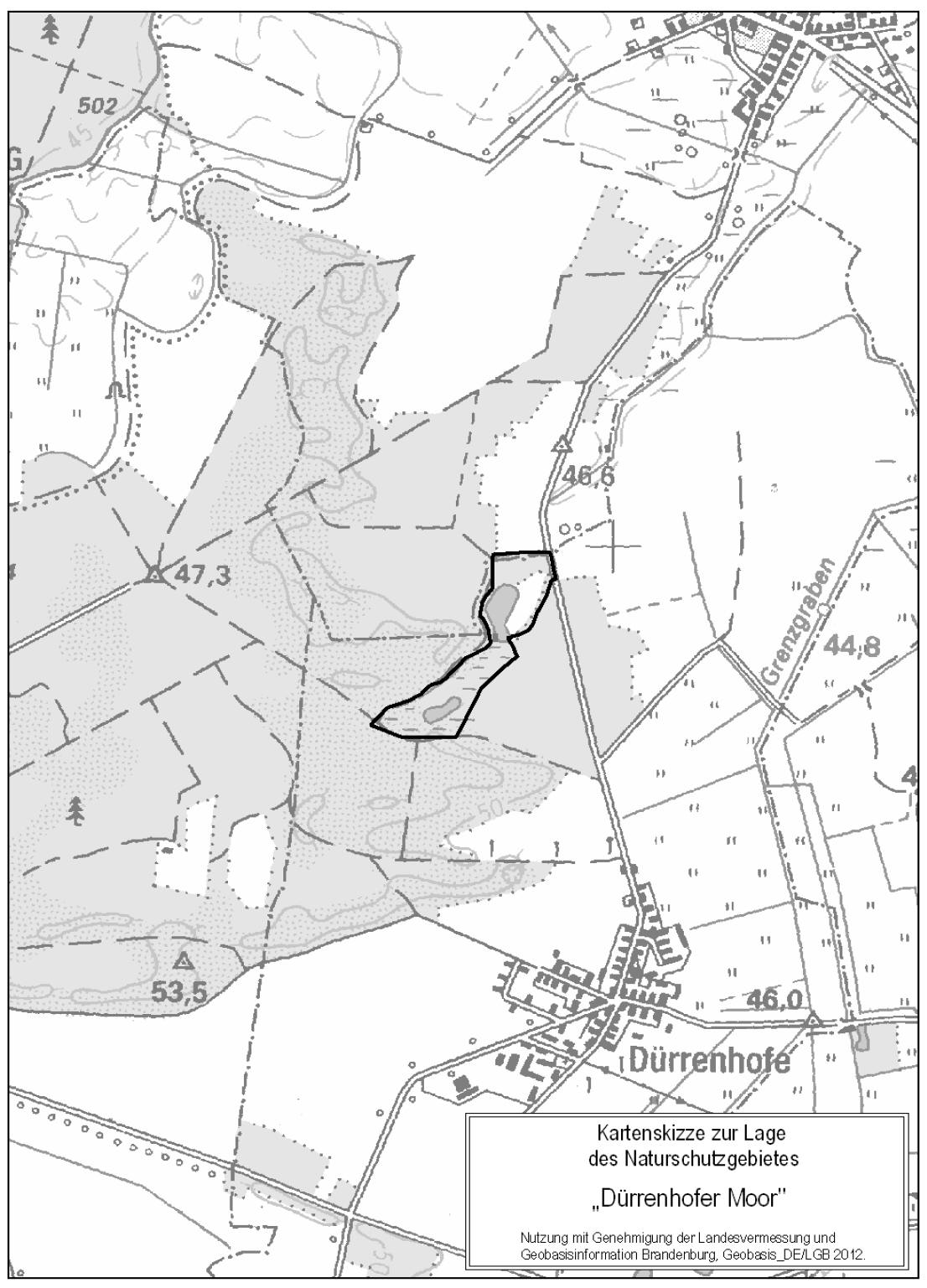 Das Naturschutzgebiet Dürrenhofer Moor liegt im Landkreis Dahme-Spreewald im Bereich der Gemeinde Märkische Heide und umfasst die Flurstücke 73, 75/1 teilweise, 76, 77 und 118 teilweise der Flur 1 in der Gemarkung Dürrenhofe. 