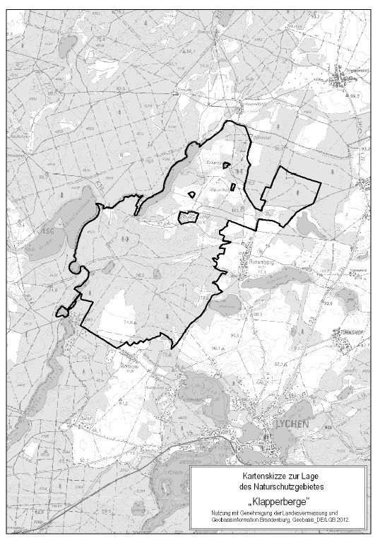 Das Naturschutzgebiet hat eine Größe von rund 1560 Hektar und liegt im Landkreis Uckermark in der Stadt Lychen. Es umfasst Flächen der Gemarkungen Lychen, Retzow und Rutenberg.