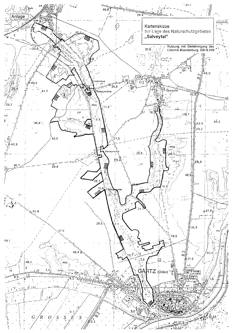 Kartenskizze zur Lage des Naturschutzgebietes "Salveytal"