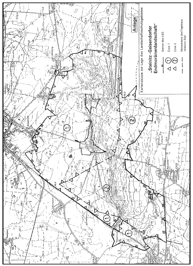 Anlage: Kartenskizze zur Lage des Landschaftsschutzgebietes "Steinitz-Geisendorfer Endmoränenlandschaft"