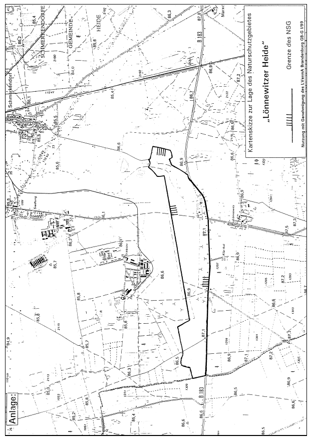 Kartenskizze zur Lage des Naturschutzgebietes "Lönnewitzer Heide"