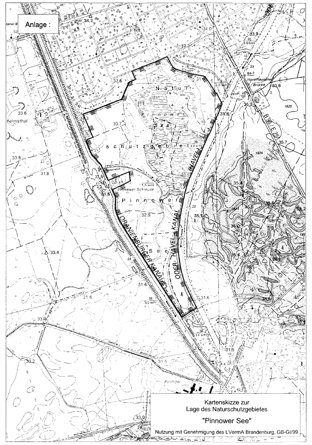 Kartenskizze zur Lage des Naturschutzgebietes "Pinnower See"