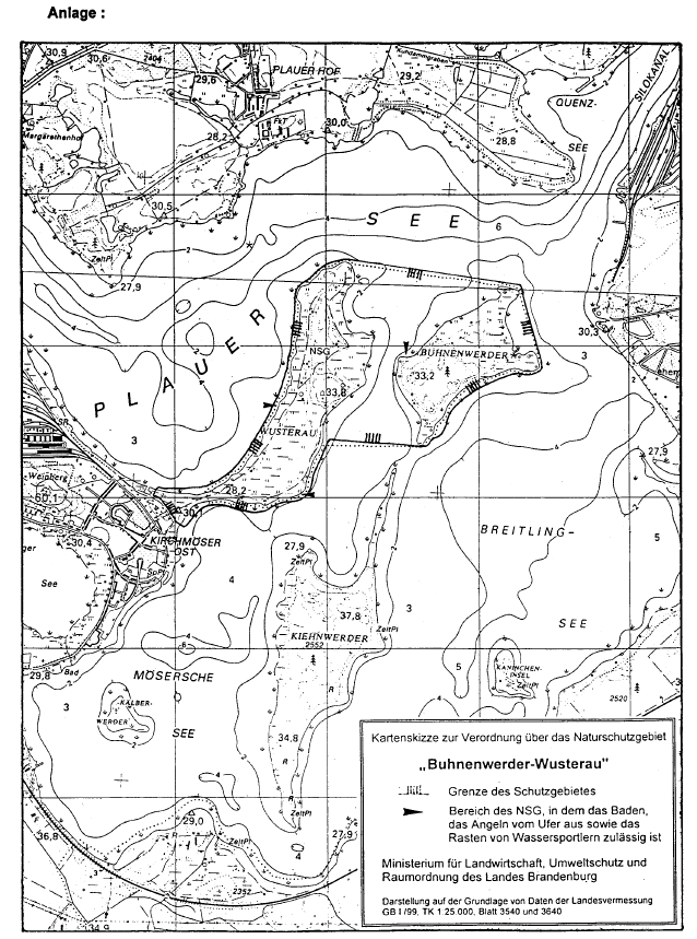 Kartenskizze zur Verordnung über das Naturschutzgebiet "Buhnenwerder Wusterau"