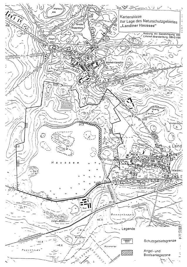 Kartenskizze zur Lage des Naturschutzgebietes "Landiner Haussee"