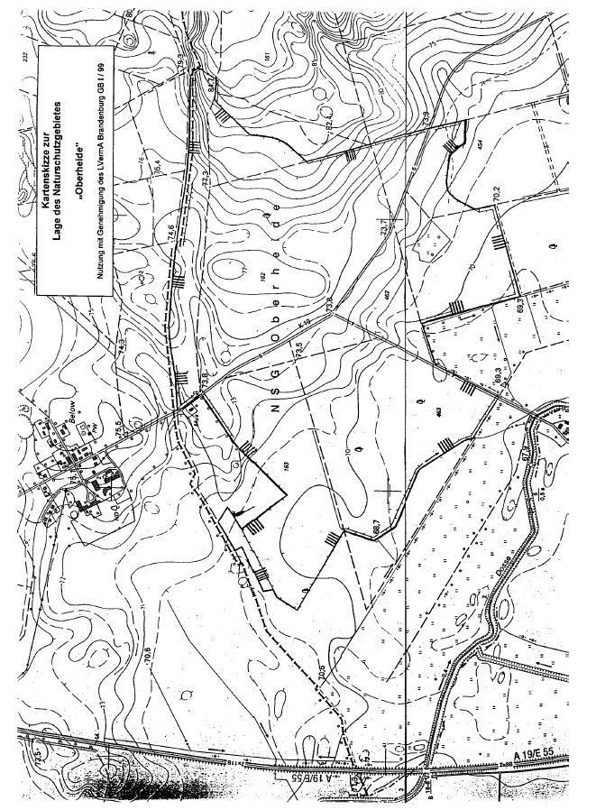 Kartenskizze zur Lage des Naturschutzgebietes "Oberheide"