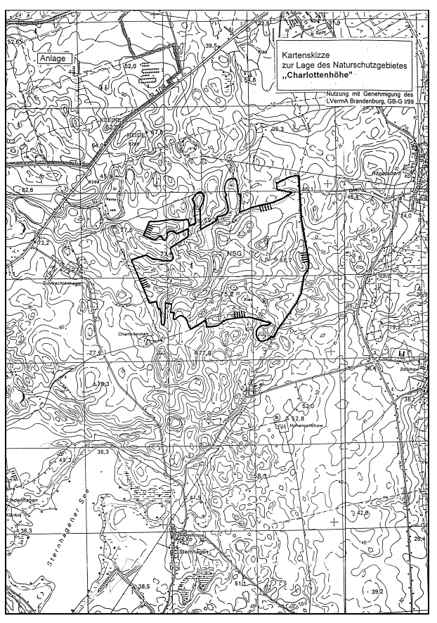 Kartenskizze zur Lage des Naturschutzgebietes "Charlottenhöhe"