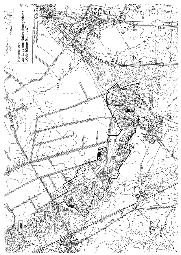 Kartenskizze zur Lage des Naturschutzgebietes "Oderhänge Mallnow"
