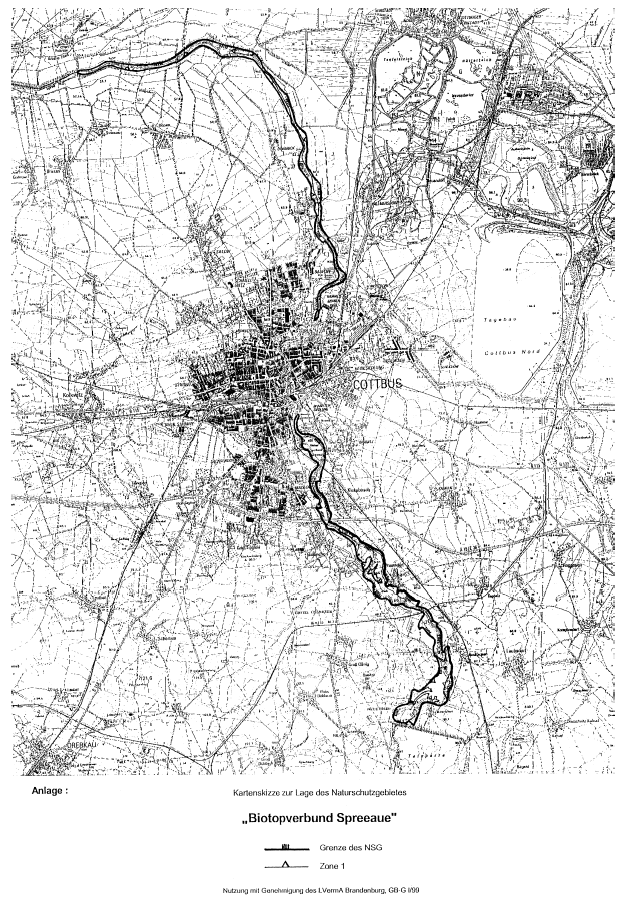 Anlage: Kartenskizze zur Lage des Naturschutzgebietes "Biotopverbund Spreeaue"