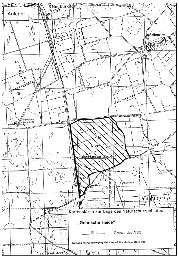Kartenskizze zur Lage des Naturschutzgebietes "Gohrische Heide"