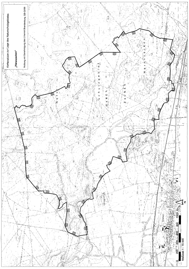 Kartenskizze zur Lage des Naturschutzgebietes "Harenzacken"