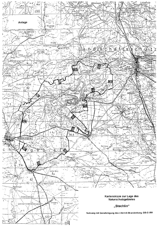 Kartenskizze zur Lage des Naturschutzgebietes "Stechlin"