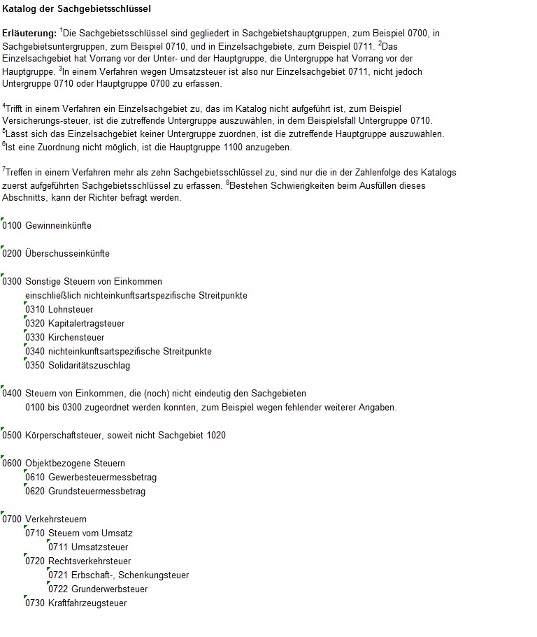 Katalog der Sachgebietsschlüssel