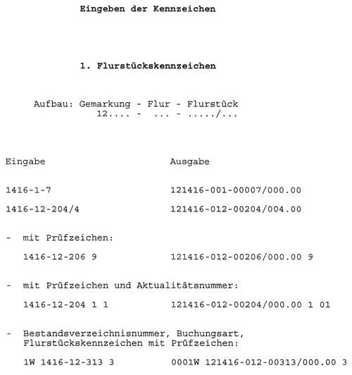 Anlage 3, Seite 1 - Eingeben der Flustückskennzeichen