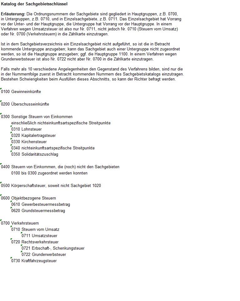 Katalog der Sachgebietsschlüssel